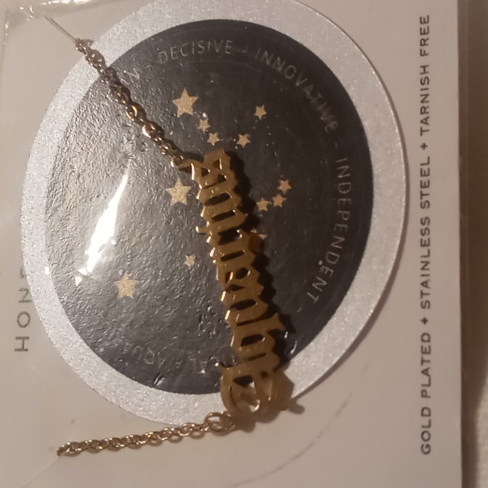 Gold plated Aquarius necklace 22 inch